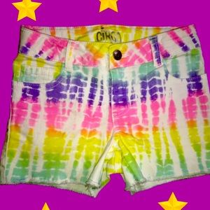 Circo White Denim Jean multi-color Tie Dye Shorts Size 7/8